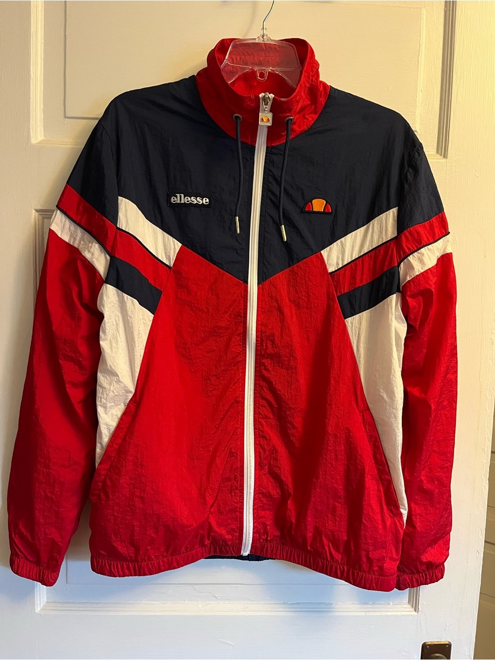 ellesse Red, Navy & White Colorblock Windbreaker Jacket